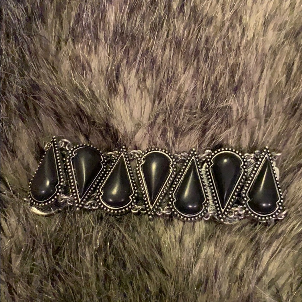 Silver and Black Aztec Bracelet